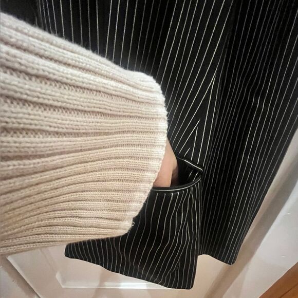 Lauren Ralph Lauren Wool blend striped blazer Black tan cream colored stripes - Picture 7 of 10